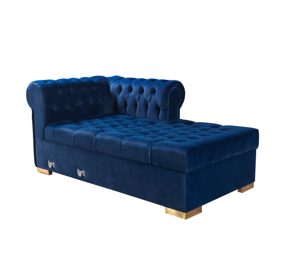 Lauren Navy Velvet Double Chaise 136
