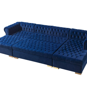 Lauren Navy Velvet Double Chaise 136