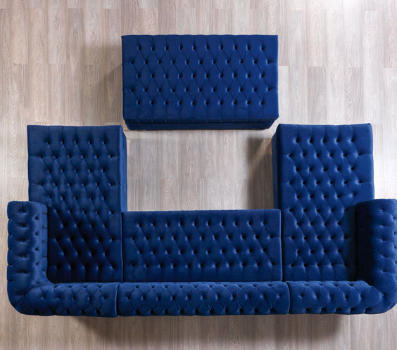 Lauren Navy Velvet Double Chaise 136