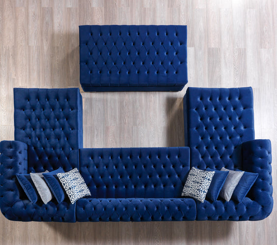 Lauren Navy Velvet Double Chaise 136