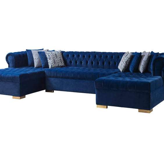 Lauren Navy Velvet Double Chaise 136