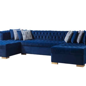 Lauren Navy Velvet Double Chaise 136