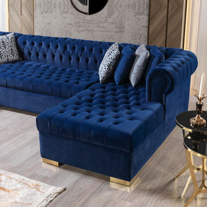 Lauren Navy Velvet Double Chaise 136