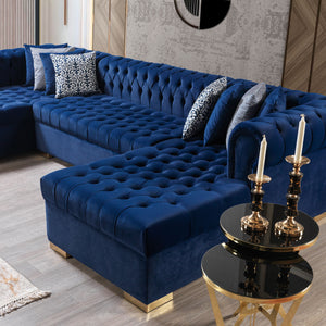 Lauren Navy Velvet Double Chaise 136