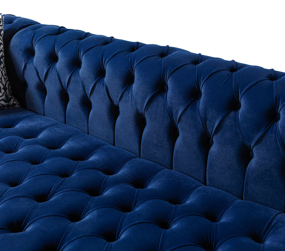 Lauren Navy Velvet Double Chaise 136