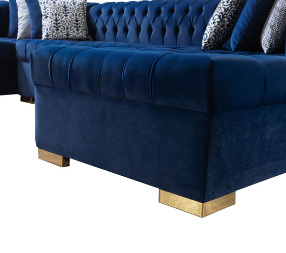 Lauren Navy Velvet Double Chaise 136