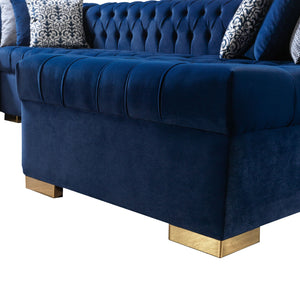 Lauren Navy Velvet Double Chaise 136