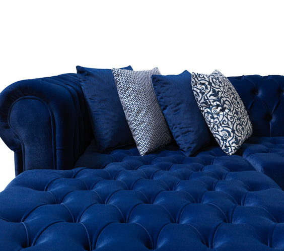 Lauren Navy Velvet Double Chaise 136
