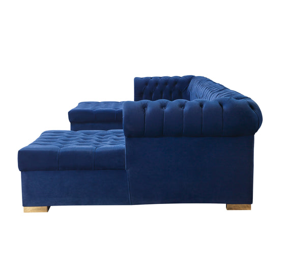 Lauren Navy Velvet Double Chaise 136