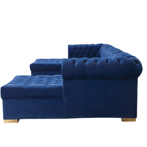 Lauren Navy Velvet Double Chaise 136