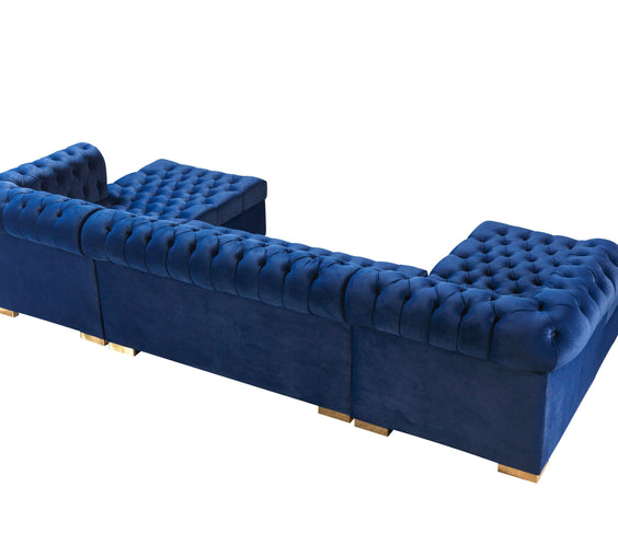 Lauren Navy Velvet Double Chaise 136