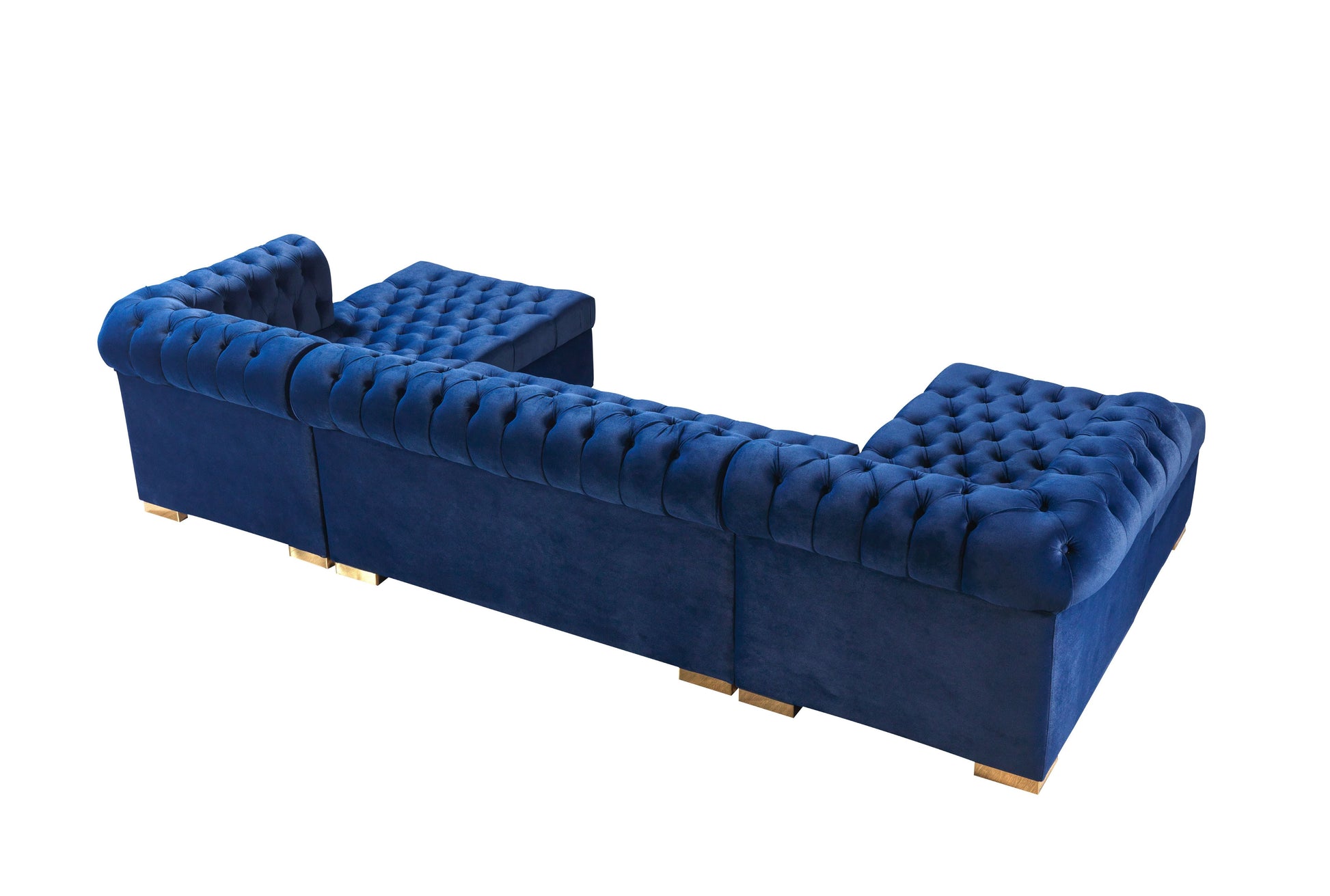 Lauren Navy Velvet Double Chaise 136" Sectional