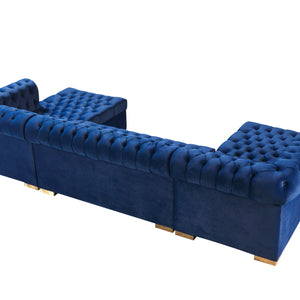 Lauren Navy Velvet Double Chaise 136