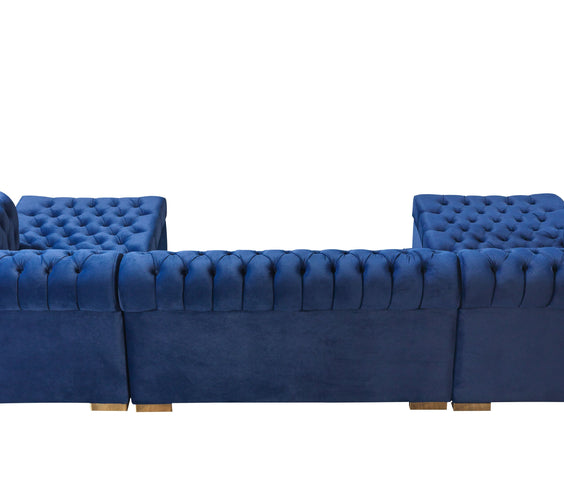 Lauren Navy Velvet Double Chaise 136