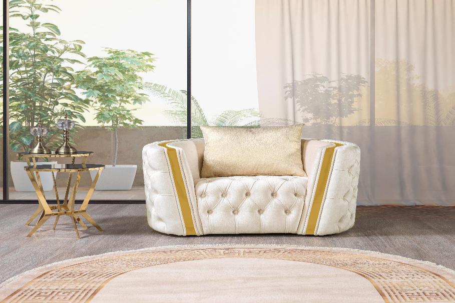 Fanci Ivory Velvet Chair