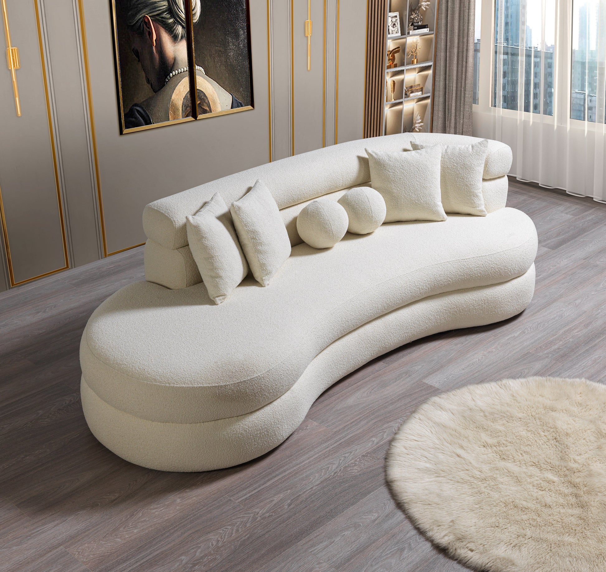 Larissa Ivory Boucle 106" Chaise Lounge