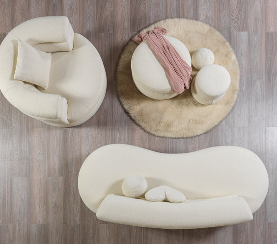 Larissa Ivory Boucle Loveseat