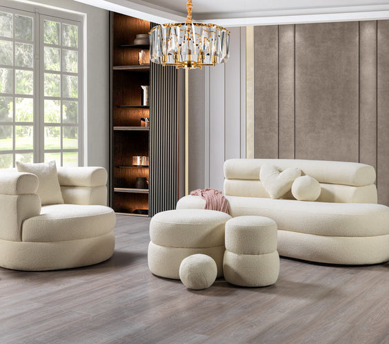 Larissa Ivory Boucle Loveseat