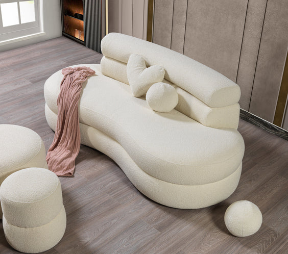 Larissa Ivory Boucle Loveseat