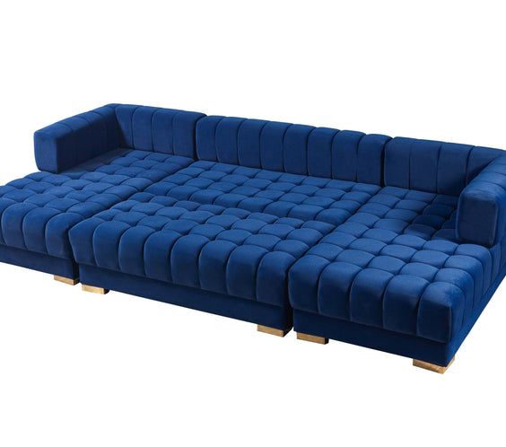 Ariana Blue Velvet Double Chaise 138