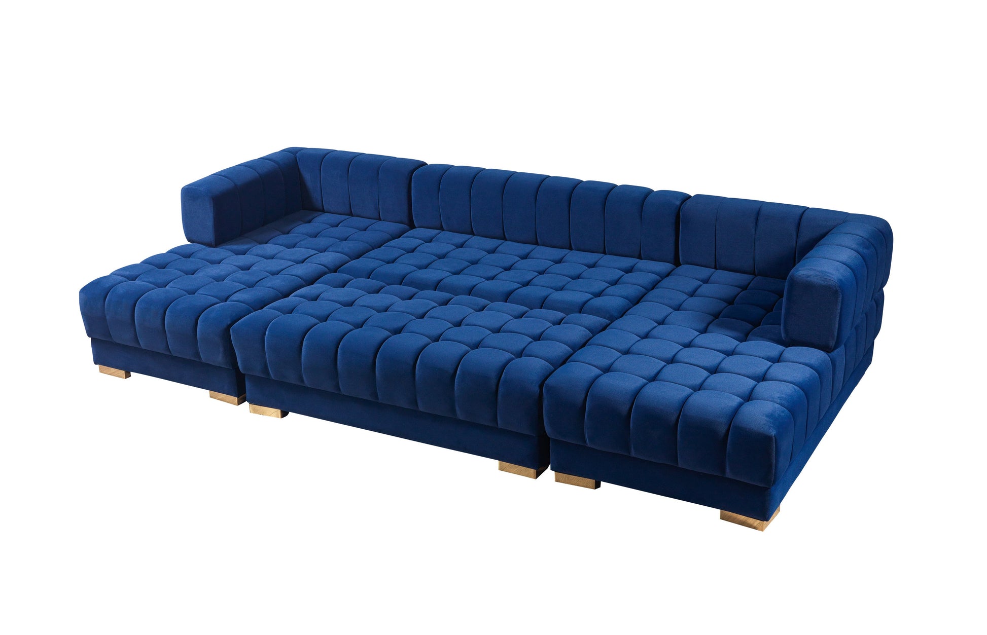 Ariana Blue Velvet Double Chaise 138" Sectional