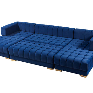 Ariana Blue Velvet Double Chaise 138