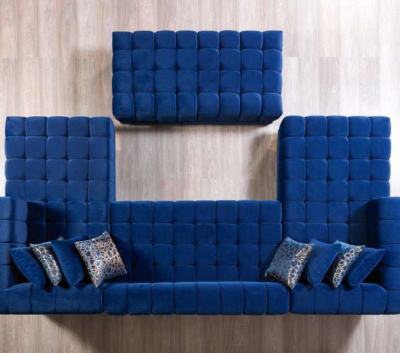 Ariana Blue Velvet Double Chaise 138