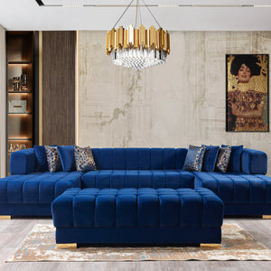 Ariana Blue Velvet Double Chaise 138