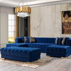 Ariana Blue Velvet Double Chaise 138