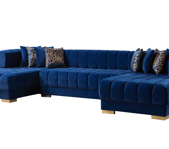 Ariana Blue Velvet Double Chaise 138