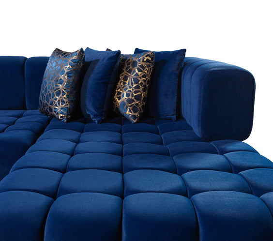 Ariana Blue Velvet Double Chaise 138