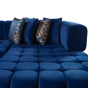 Ariana Blue Velvet Double Chaise 138