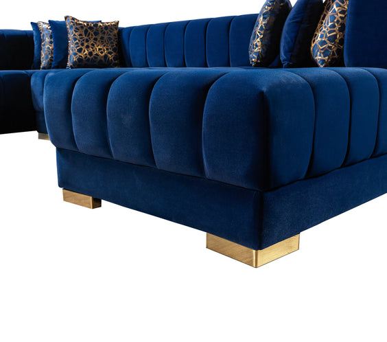 Ariana Blue Velvet Double Chaise 138