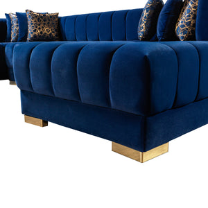 Ariana Blue Velvet Double Chaise 138