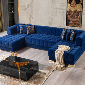 Ariana Blue Velvet Double Chaise 138