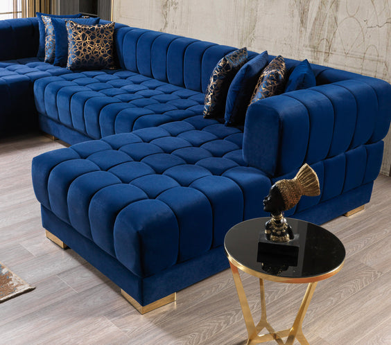 Ariana Blue Velvet Double Chaise 138