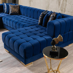 Ariana Blue Velvet Double Chaise 138