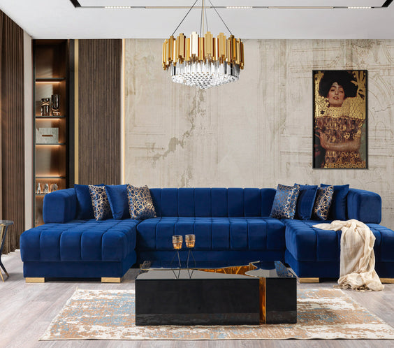 Ariana Blue Velvet Double Chaise 138