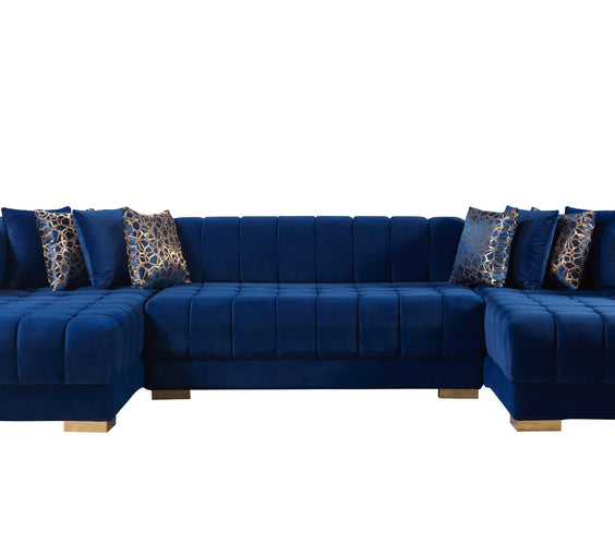 Ariana Blue Velvet Double Chaise 138