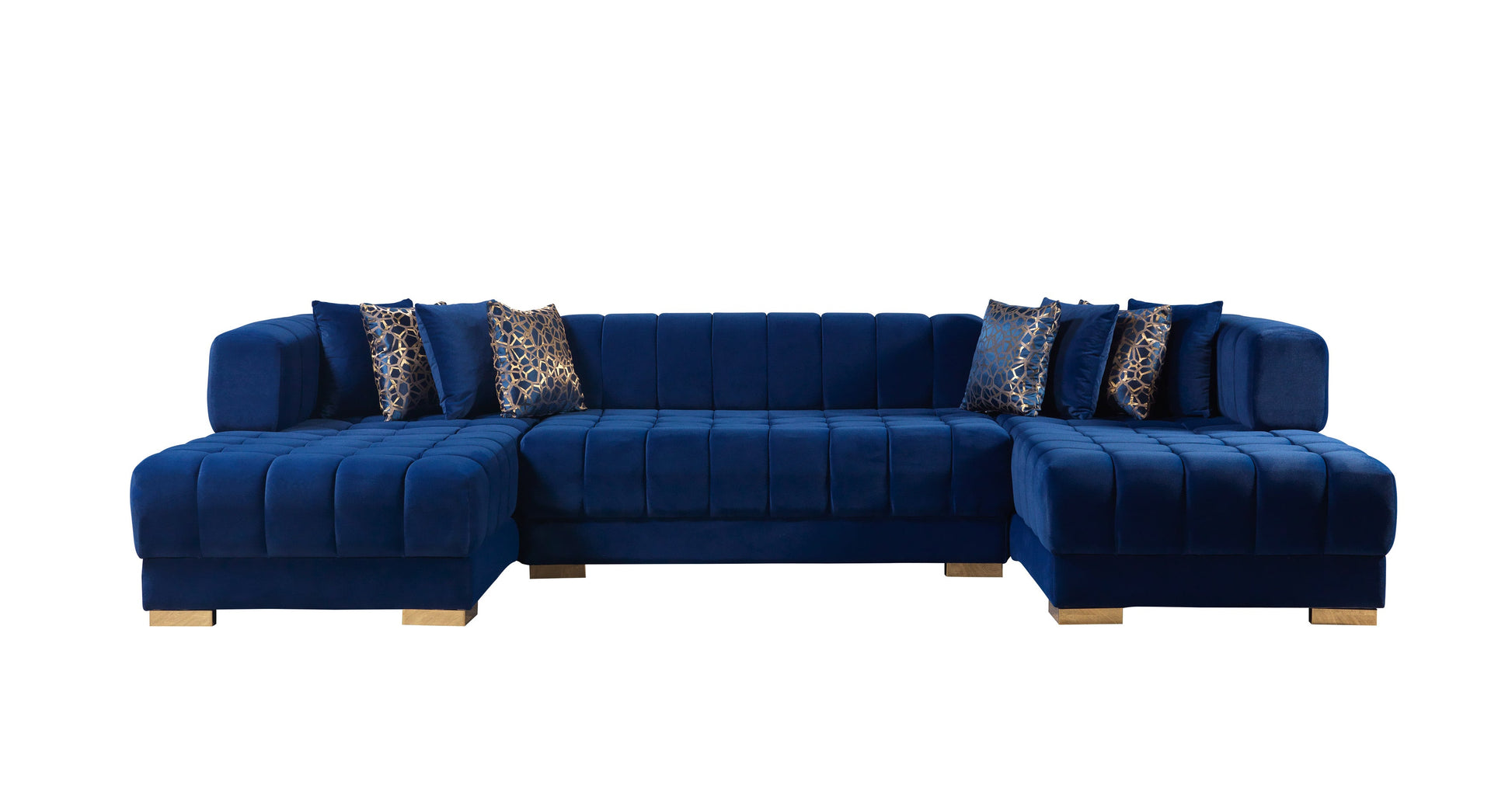 Ariana Blue Velvet Double Chaise 138" Sectional