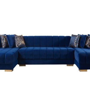 Ariana Blue Velvet Double Chaise 138