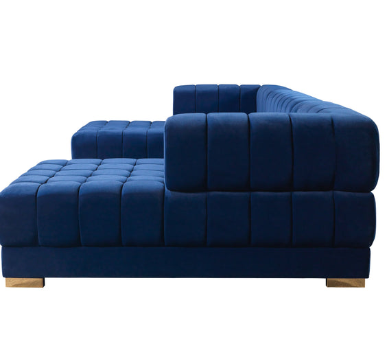 Ariana Blue Velvet Double Chaise 138