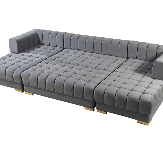 Ariana Gray Velvet Double Chaise 138