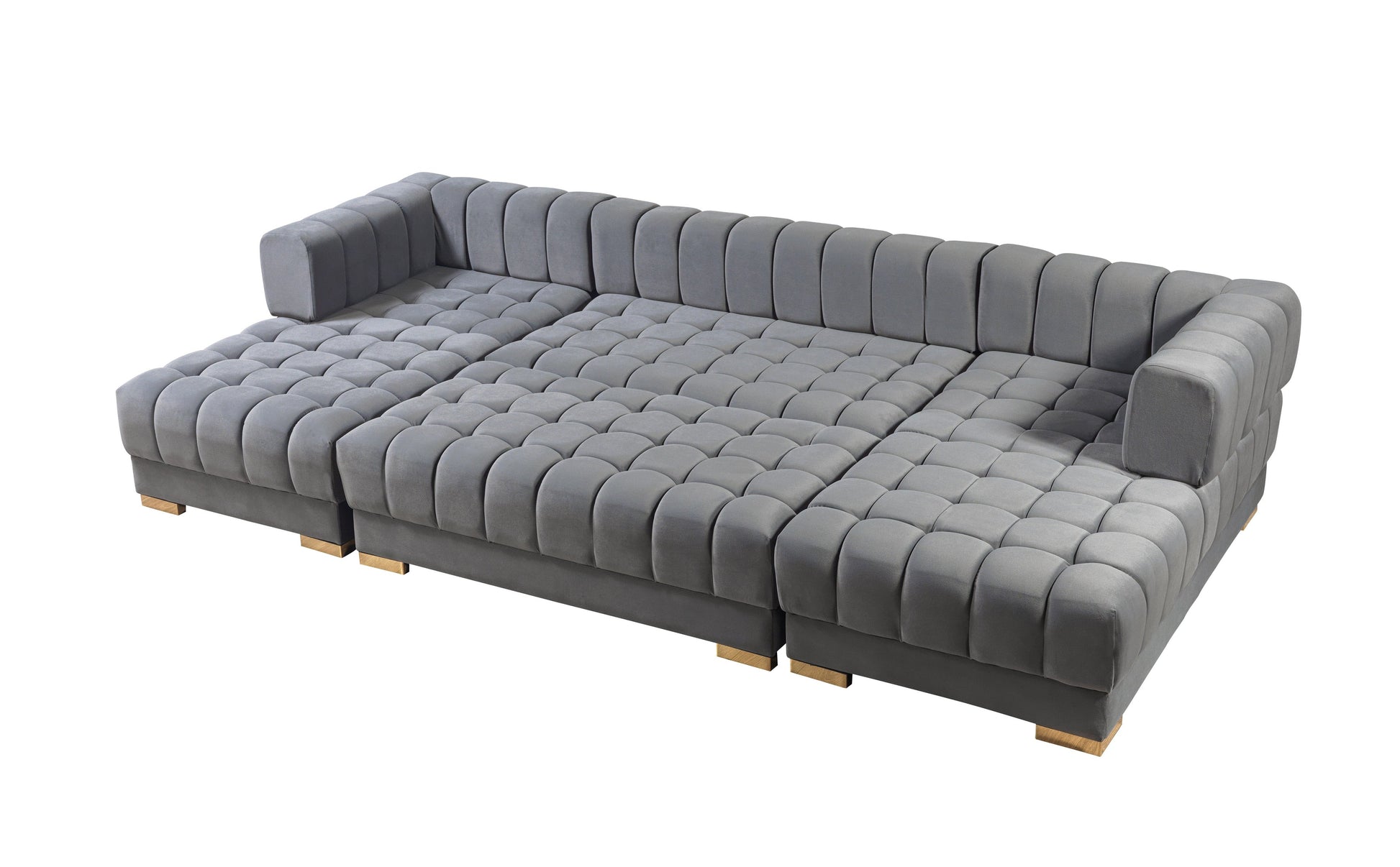 Ariana Gray Velvet Double Chaise 138" Sectional