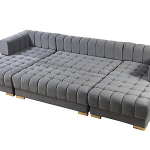 Ariana Gray Velvet Double Chaise 138