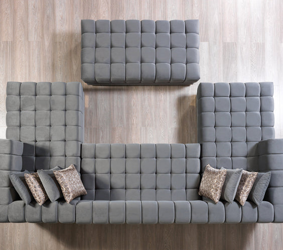 Ariana Gray Velvet Double Chaise 138