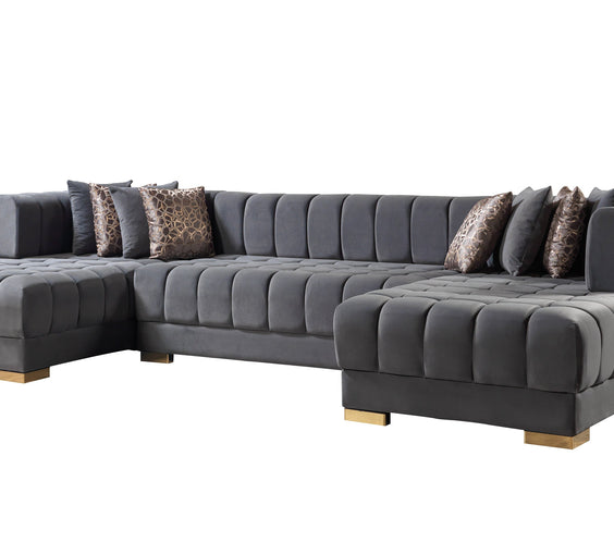 Ariana Gray Velvet Double Chaise 138