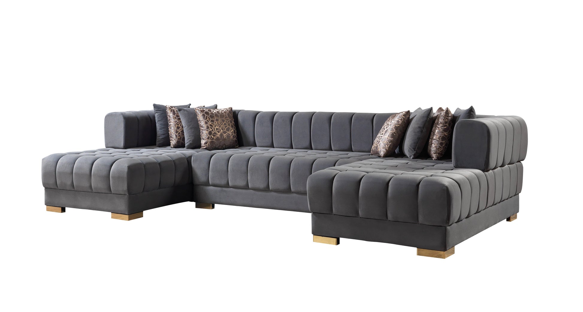 Ariana Gray Velvet Double Chaise 138" Sectional