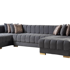 Ariana Gray Velvet Double Chaise 138