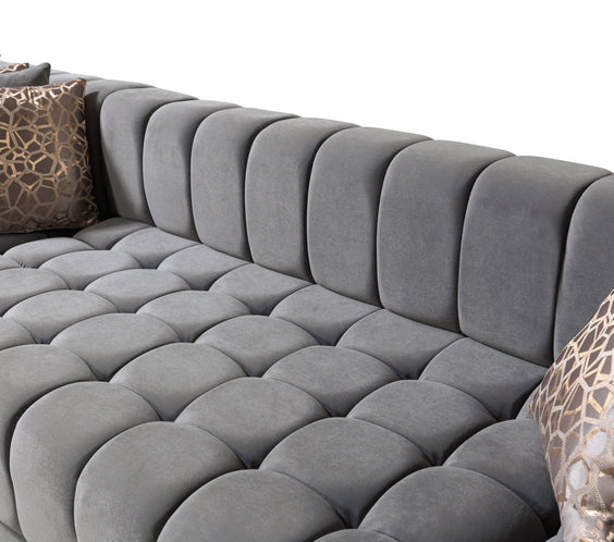 Ariana Gray Velvet Double Chaise 138